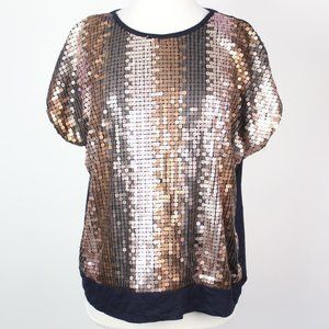 Alfred Dunner Womens PL Petite Large Sequin Stripe Top